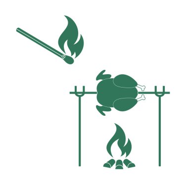 Izgara tavuk simgesi. Vektör illustratio