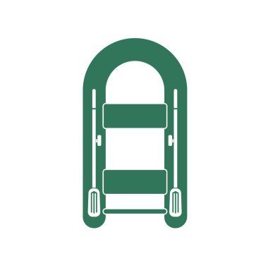 Şişme tekne kürek siyah basit simgesi ile izole