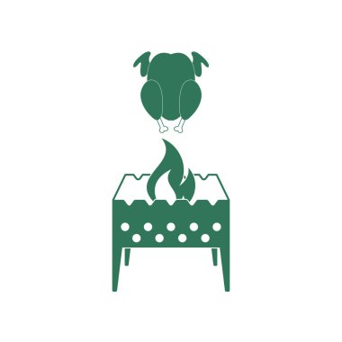 Mangal şiş ve tavuk simgesi. Vektör illustratio