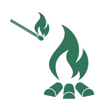 Kamp ateşi siluet. Vektör illustratio