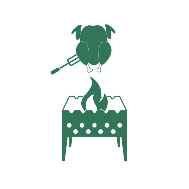 Mangal, Zephyr'i ve tavuk simgesi. Vektör illustratio