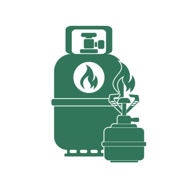 Kamp gaz şişesi simgesi. Düz simgesi izole. Vektör illustratio