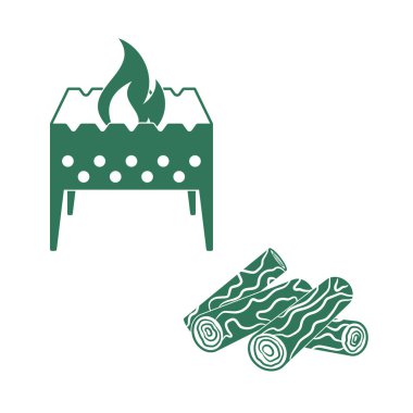 Mangal ve yakacak odun simgesi. Vektör illustratio