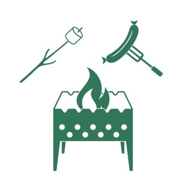 Mangal, Zephyr'i ve sosis simgesi. Vektör illustratio