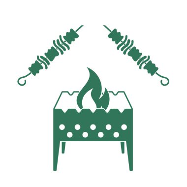 Kebap simgesi olan mangal ızgarası. Vektör illustratio