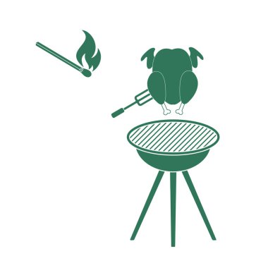 Izgara tavuk simgesi. Vektör illustratio