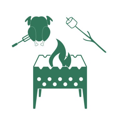 Mangal, Zephyr'i ve tavuk simgesi. Vektör illustratio