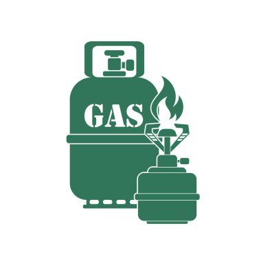 Kamp ocağı gaz şişesi simge vektör ile. Vektör çizim
