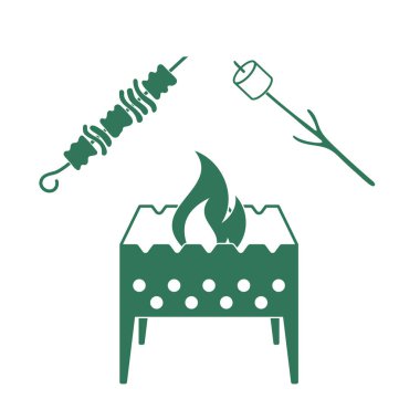 Mangal, Zephyr'i ve Kebap simgesi. Vektör illustratio