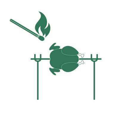 Izgara tavuk simgesi. Vektör illustratio