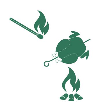 Izgara tavuk simgesi. Vektör illustratio