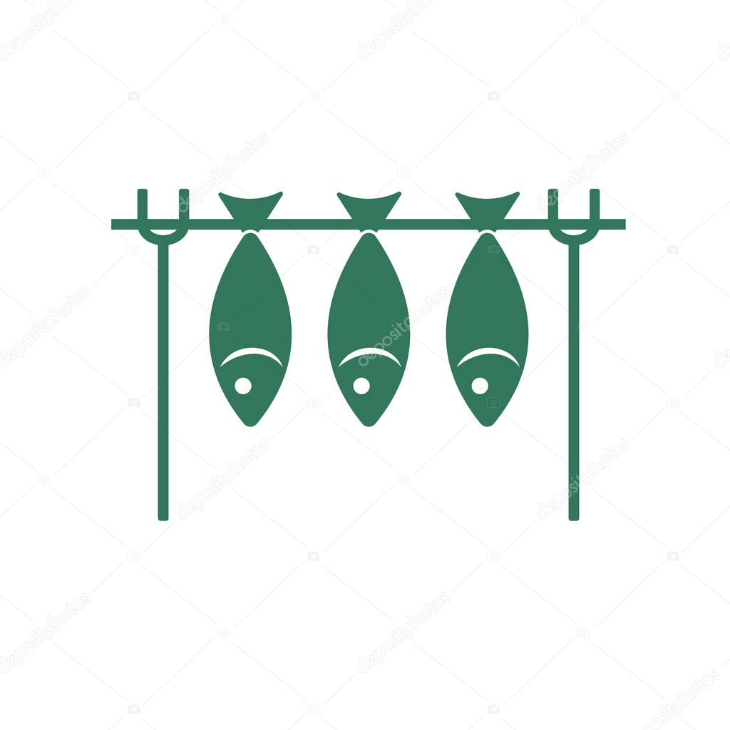 Grilled fish icon. Vector illustratio
