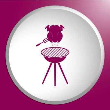 Barbekü ızgara tavuk simgesi olan. Vektör illustratio