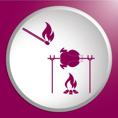 Izgara tavuk simgesi. Vektör illustratio