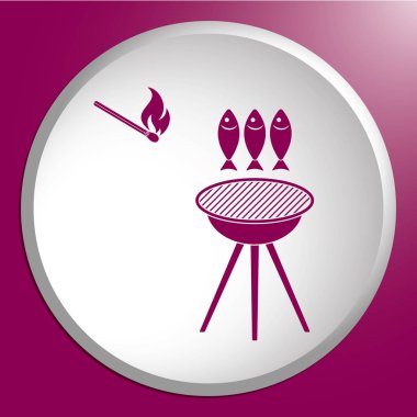 Izgara balık simgesi. Vektör illustratio