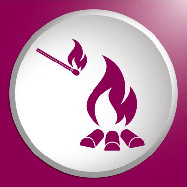 Kamp ateşi siluet simge. Vektör illustratio