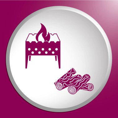 Mangal ve yakacak odun simgesi. Vektör illustratio