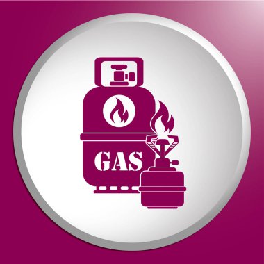 Kamp ocağı gaz şişesi simgesi olan. Vektör çizim