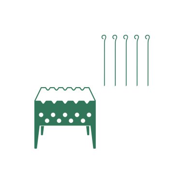 Mangal ızgarası ile şiş simgesini. Vektör illustratio