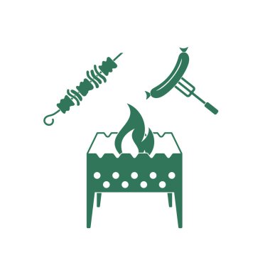 Mangal, Zephyr'i ve sosis simgesi. Vektör illustratio