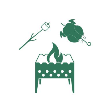 Mangal, Zephyr'i ve tavuk simgesi. Vektör illustratio