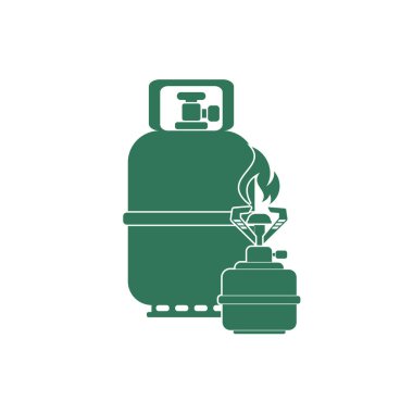 Kamp ocağı gaz şişesi simge vektör ile. Vektör çizim