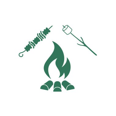 Mangal, Zephyr'i ve Kebap simgesi. Vektör illustratio