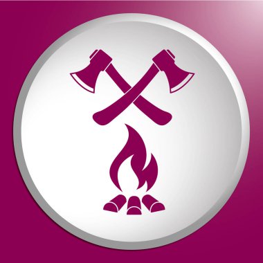 Balta ve kamp ateşi simgesi. Düz vektör illustratio