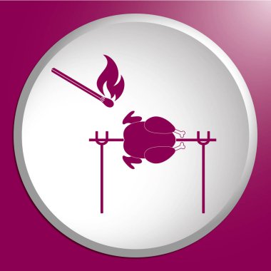 Izgara tavuk simgesi. Vektör illustratio