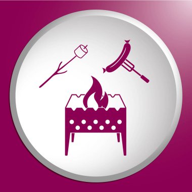 Mangal, Zephyr'i ve sosis simgesi. Vektör illustratio