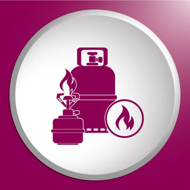 Kamp ocağı gaz şişesi simgesi olan. Vektör çizim