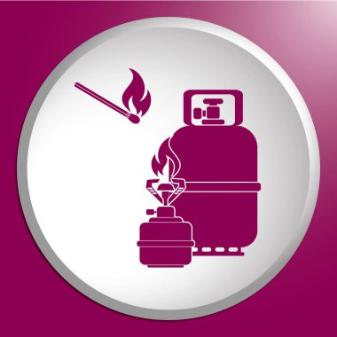 Kamp ocağı gaz şişesi simge vektör ile. Vektör çizim