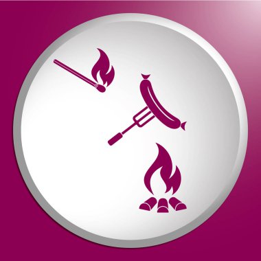 Izgara sosis simgesi. Vektör illustratio