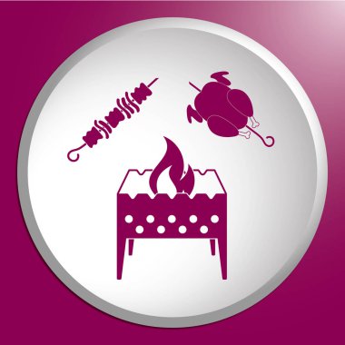 Mangal, kebap ve tavuk. Vektör illustratio