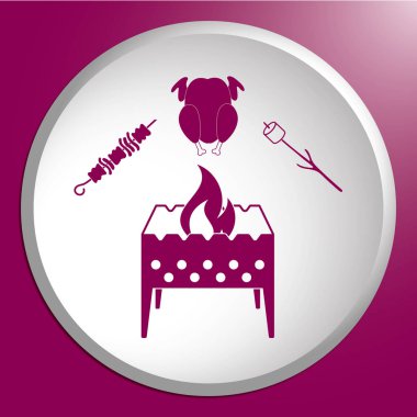 Mangal zephyr, kebap ve tavuk simgesi. Vektör illustratio