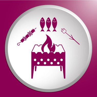 Mangal zephyr, kebap ve balık simgesi. Vektör illustratio