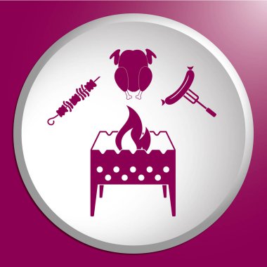 Mangal, kebap, chicen ve sosis simgesi. Vektör illustratio