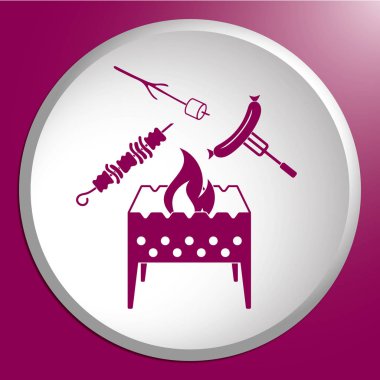 Mangal, Zephyr'i, kebap ve sosis simgesi. Vektör illustratio