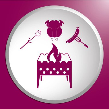 Mangal, Zephyr'i chicen ve sosis simgesi. Vektör illustratio