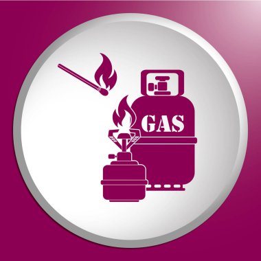 Kamp ocağı gaz şişesi simge vektör ile. Vektör çizim