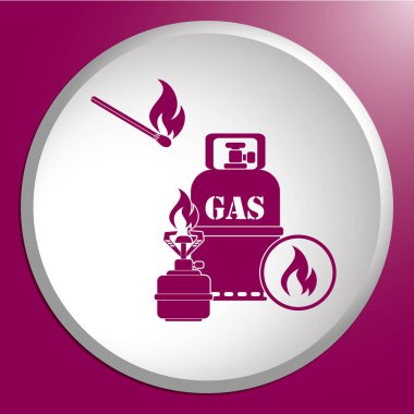 Kamp ocağı gaz şişesi simge vektör ile. Vektör çizim
