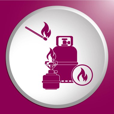 Kamp ocağı gaz şişesi simge vektör ile. Vektör çizim