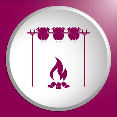 Izgara tavuk simgesi. Vektör illustratio