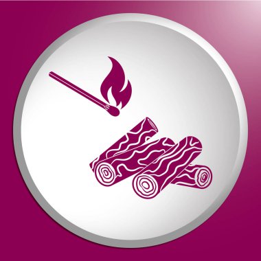 Yakacak odun ve maçlar simge vektör illustratio