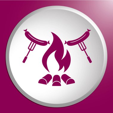 Izgara sosis simgesi. Vektör illustratio