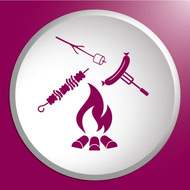 Izgara sosis, Zephyr'i ve Kebap simgesi. Vektör illustratio