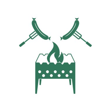 Mangal ve sosis simgesi. Vektör illustratio