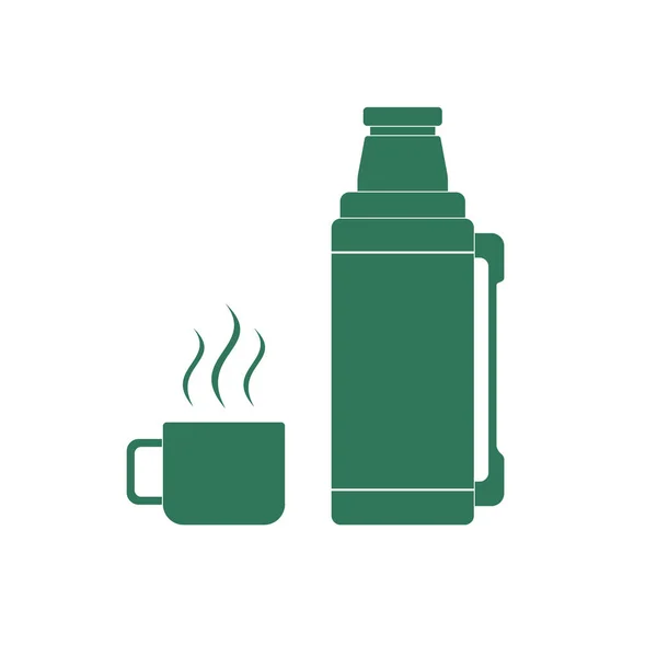 Ícone Recipiente Thermos Camping Equipamento Caminhadas Vector Illustratio —  Vetores de Stock