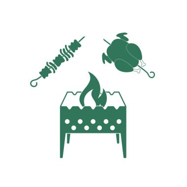 Mangal zephyr, kebap ve tavuk. Vektör illustratio