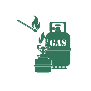 Kamp ocağı gaz şişesi simge vektör ile. Vektör çizim
